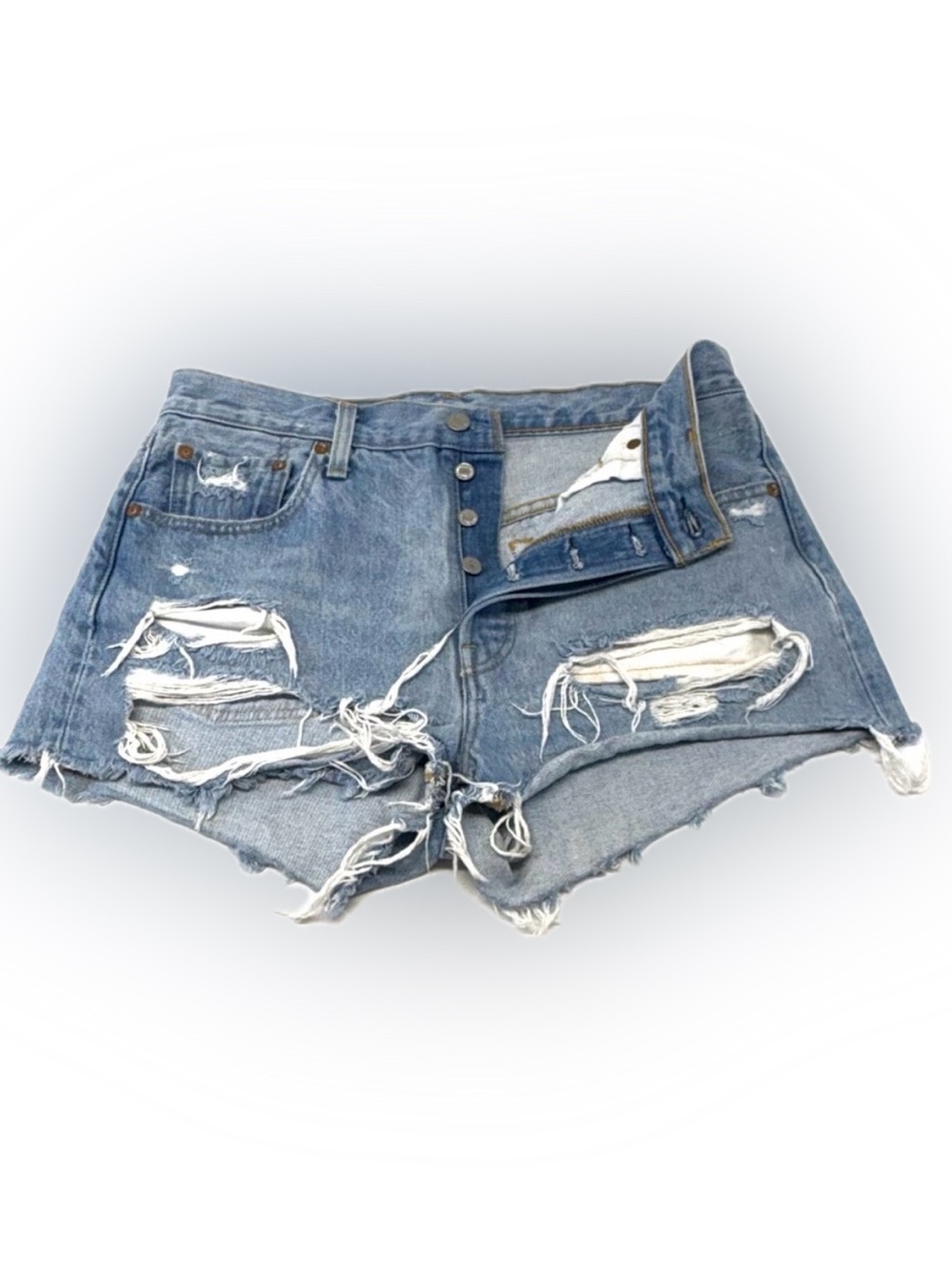 Levi's Premium 501 High Rise Distressed Cutoff Jean Shorts Size 29